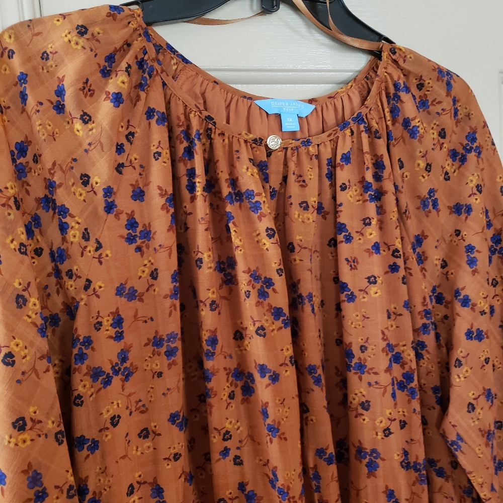 Draper James Brown and Blue Long Sleeve Sundress - Picture 8 of 11